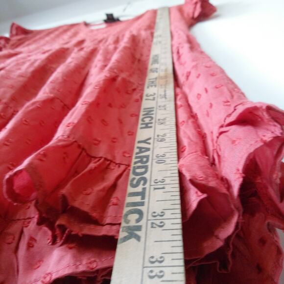 Angie Womens S Tiered Summer Sun Dress Beach Cover-up Swiss Dot Terracotta Boho - Picture 11 of 11